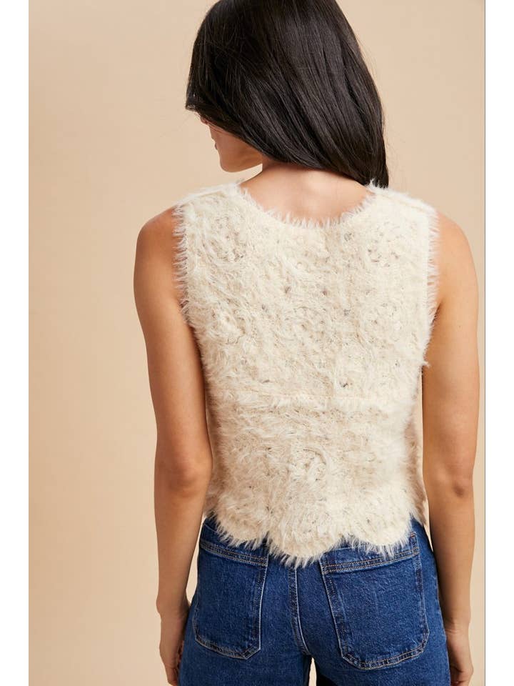 IVORY Eyelash Sequin Embellished Knit Tank Top for wholesale on Faire4