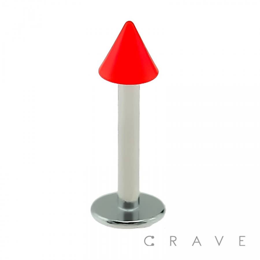 CRAVE - Wholesale Lip Ring - 316L SS LABRET/MONROE WITH SOLID COLOR ACRYLIC SPIKE6