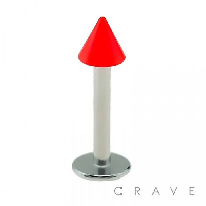 CRAVE - Wholesale Lip Ring - 316L SS LABRET/MONROE WITH SOLID COLOR ACRYLIC SPIKE6