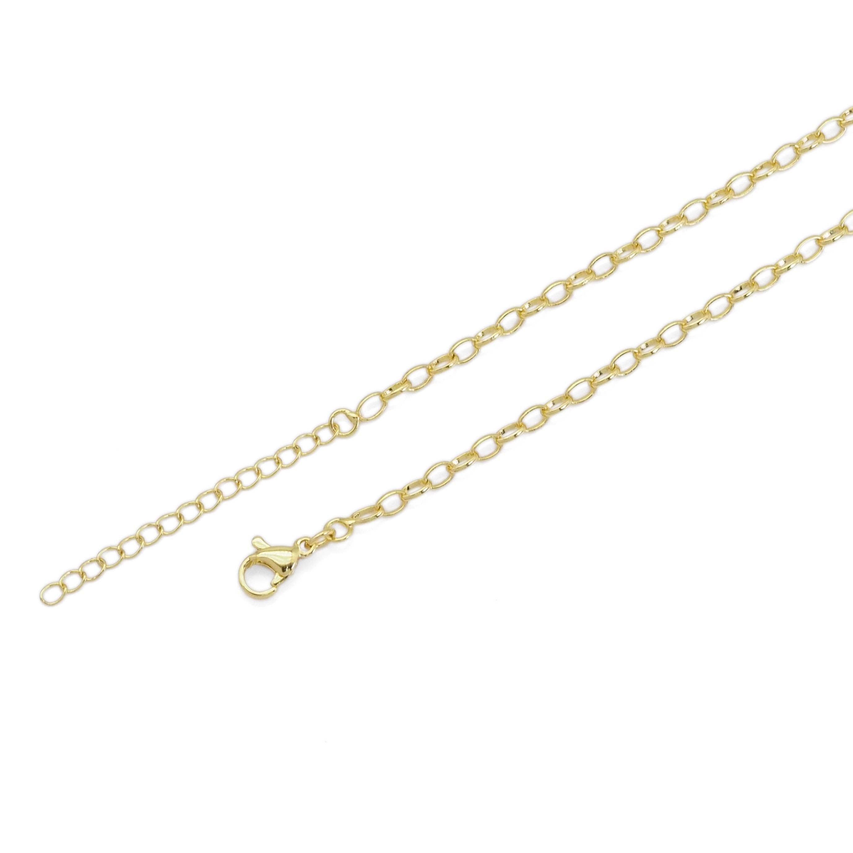 BestBeads&Beyond - Wholesale Link & Chain Necklace - Thin Oval Link Gold Adjustable Necklace, Sku#LD4942