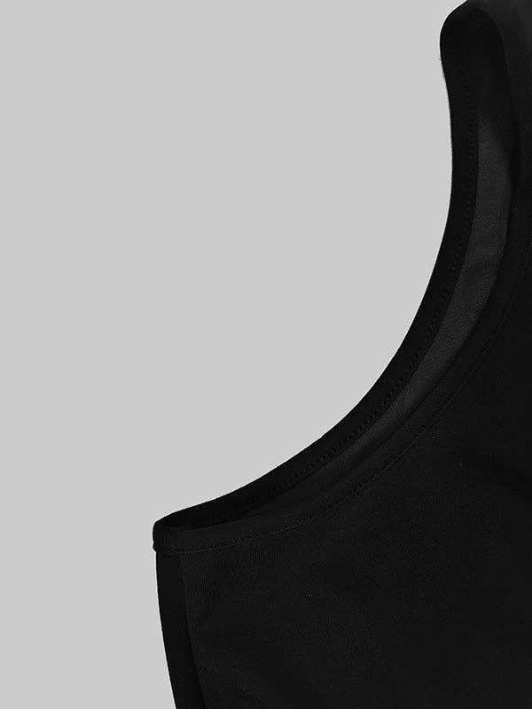 NEGRO Vestidos largos sin mangas con cuello redondo plisados y juntas divididas de venta al por mayor en Faire11