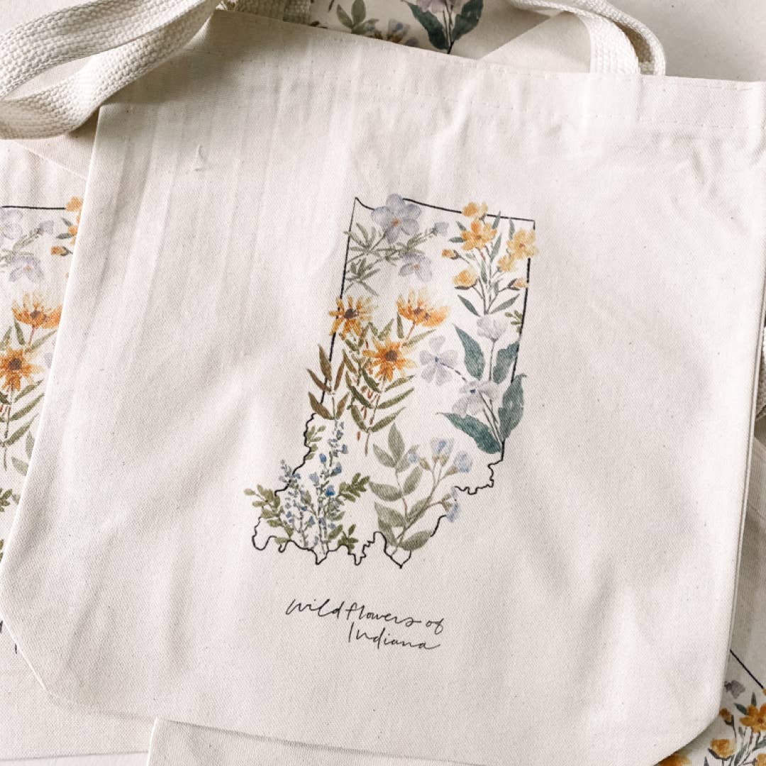 Art and Home co. - Wholesale Tote Bag - Women's - Indiana State Wildflowers Square Cotton Canvas Tote Bag3