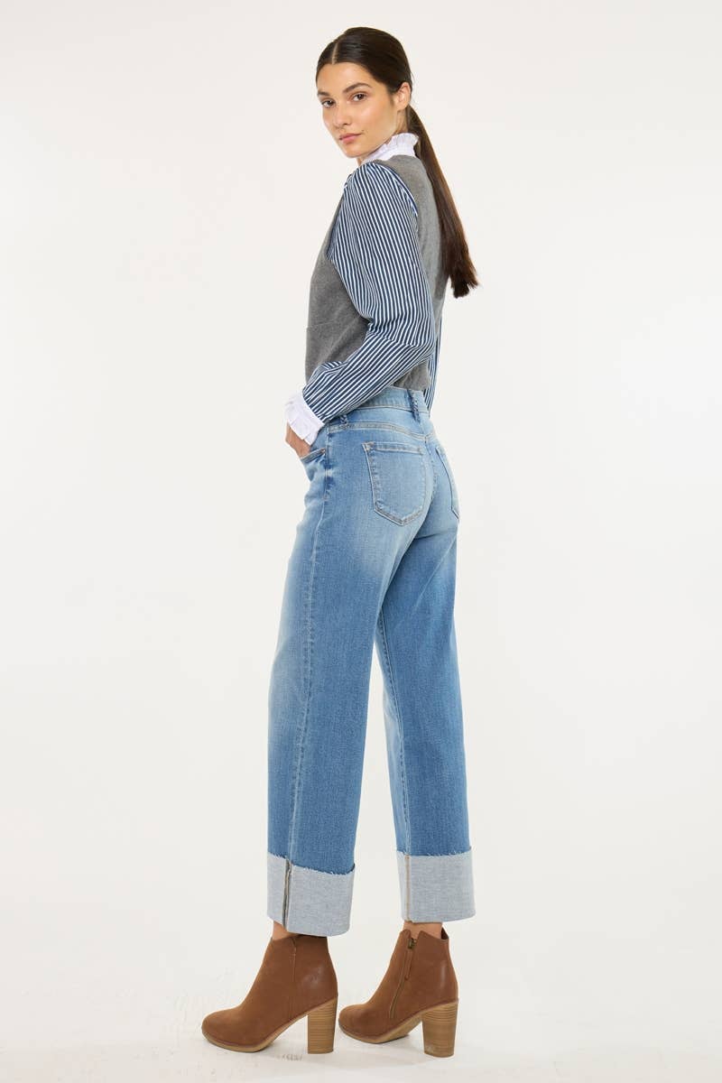 MITTEL MID RISE CROP WIDE LEG JEANS-KC9450M für den Großhandel auf Faire4