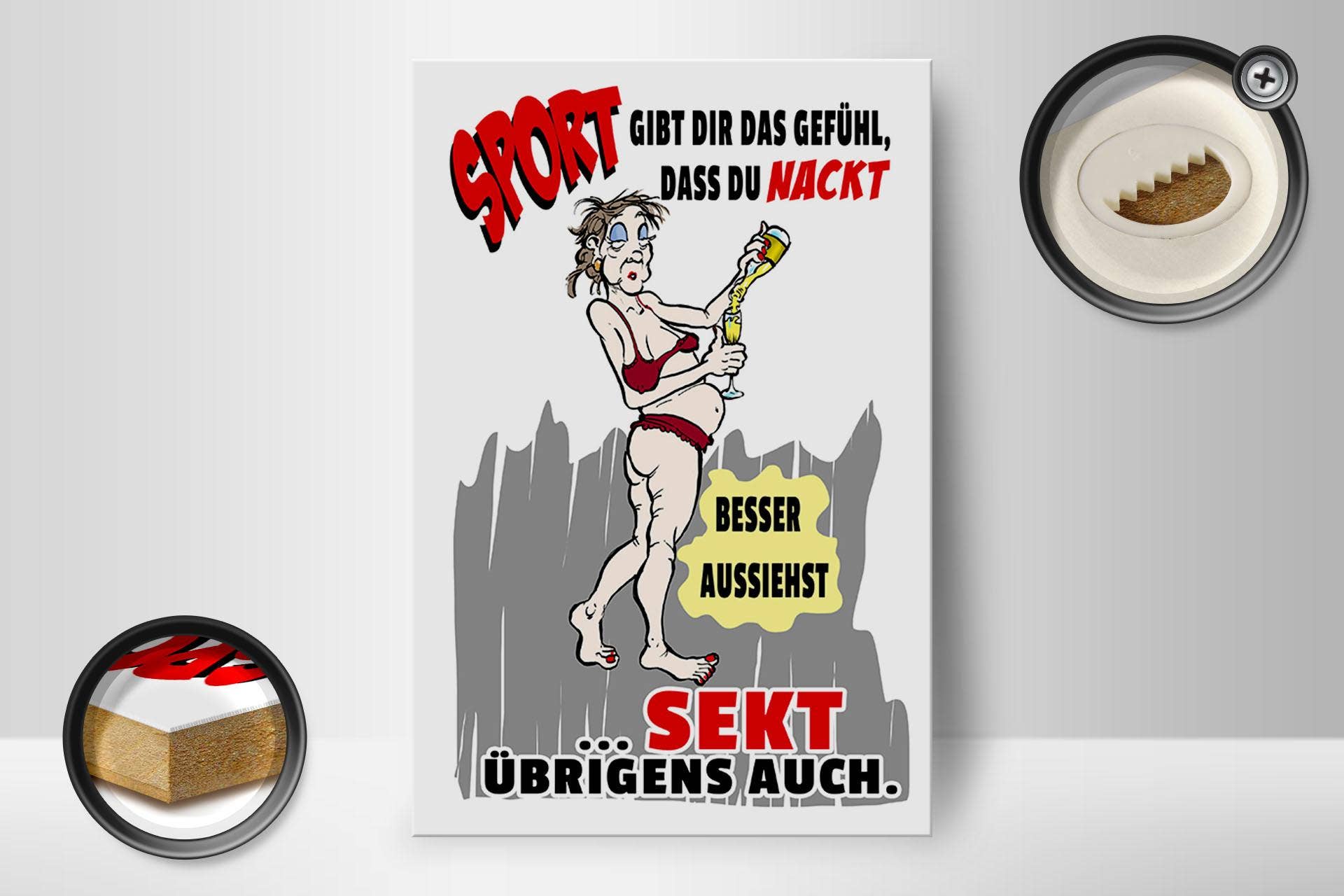 Femer - Wholesale Sign - Wooden sign alcohol 12x18cm sports, sparkling wine naked look better sign1