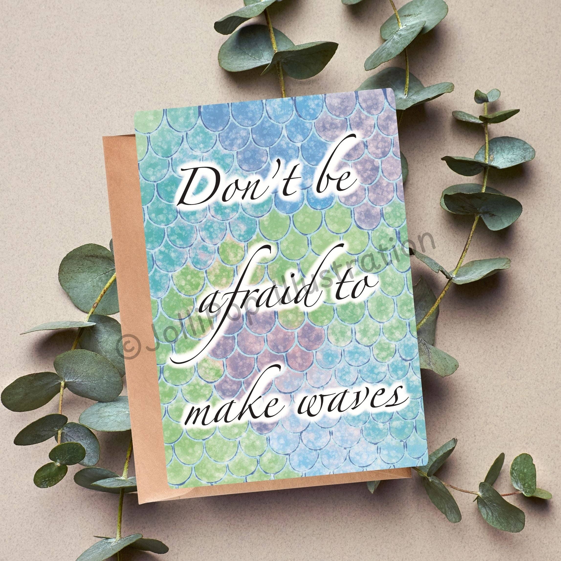 JolliPop Illustration – Cartão de saudação diária por atacado – Cartão de felicitações « Make Waves » com citações0