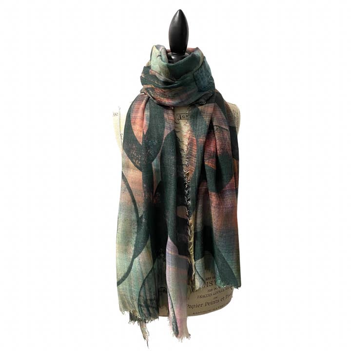 Graffiti Wool Silk Blend Scarf for wholesale by LUV & Co.