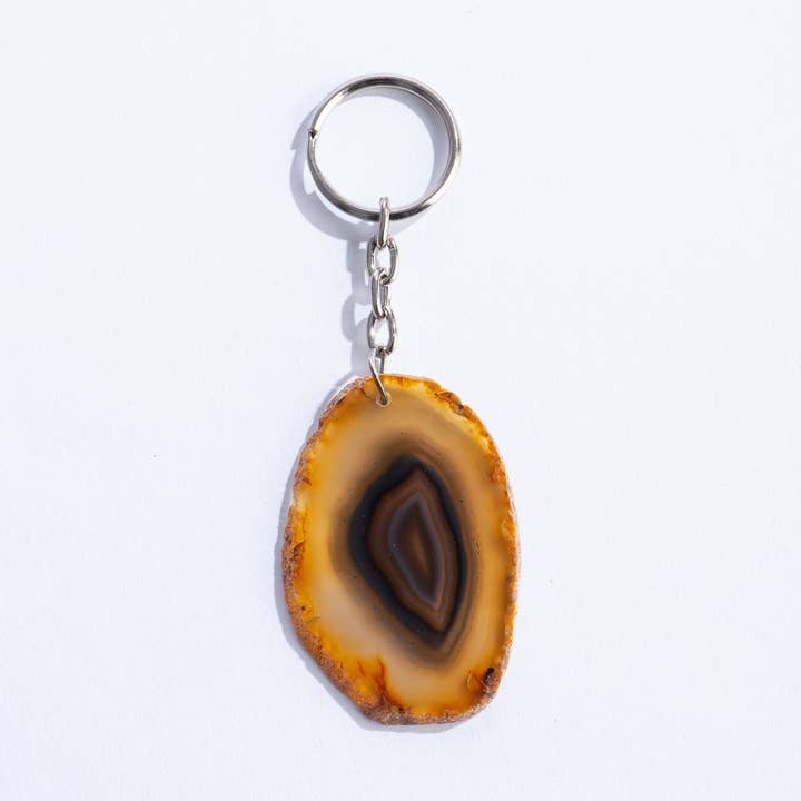 Agate Slice (Keychain) - Crafted in Brazil for wholesale by GeoCentral