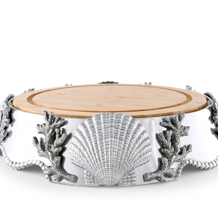 Coastal Wood Cheese Pedestal for wholesale by Arthur Court