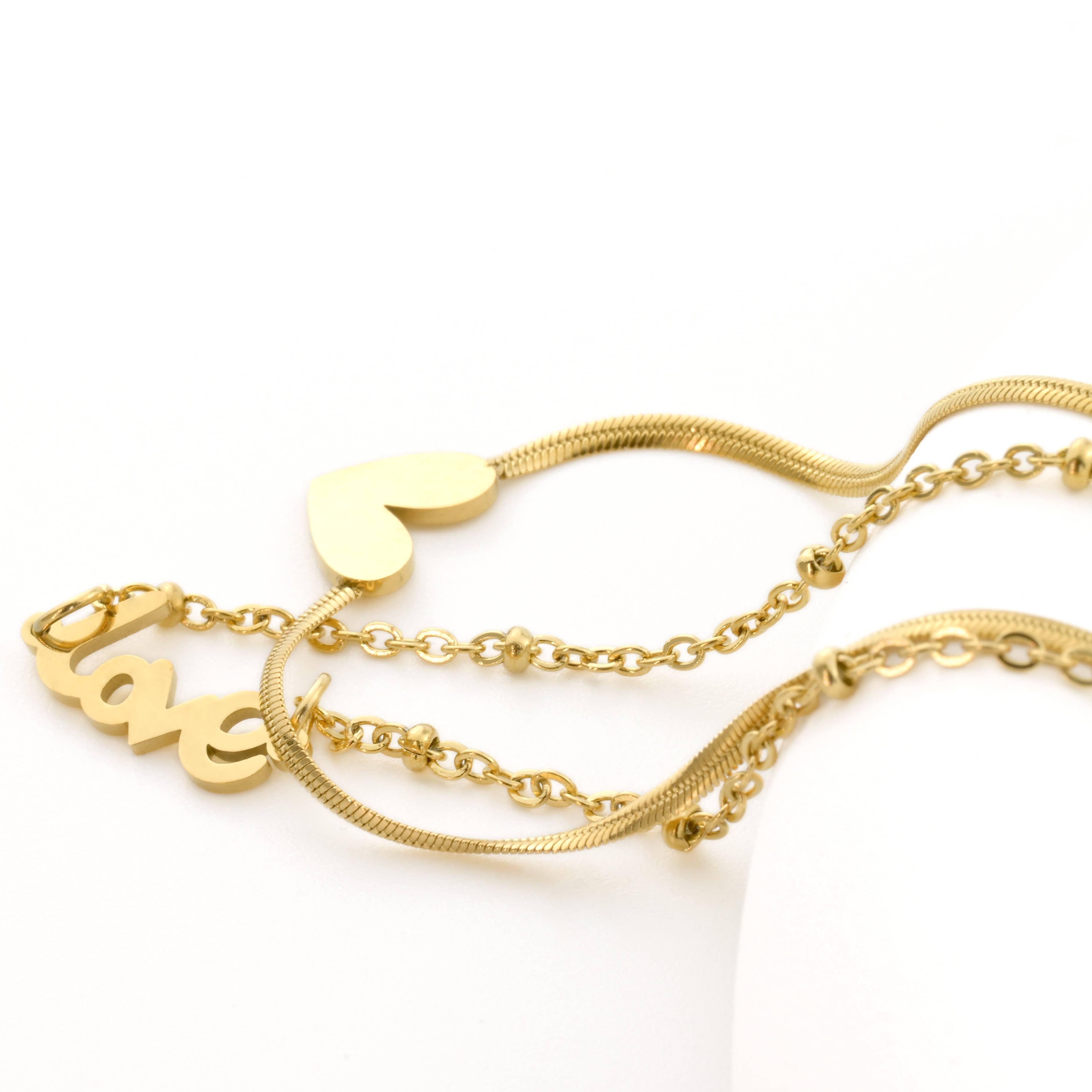 Blueyejewelry - Wholesale Enkelbandje - Gouden Hart Enkelband - Slangenketting Hart & Liefde Enkelarmband0