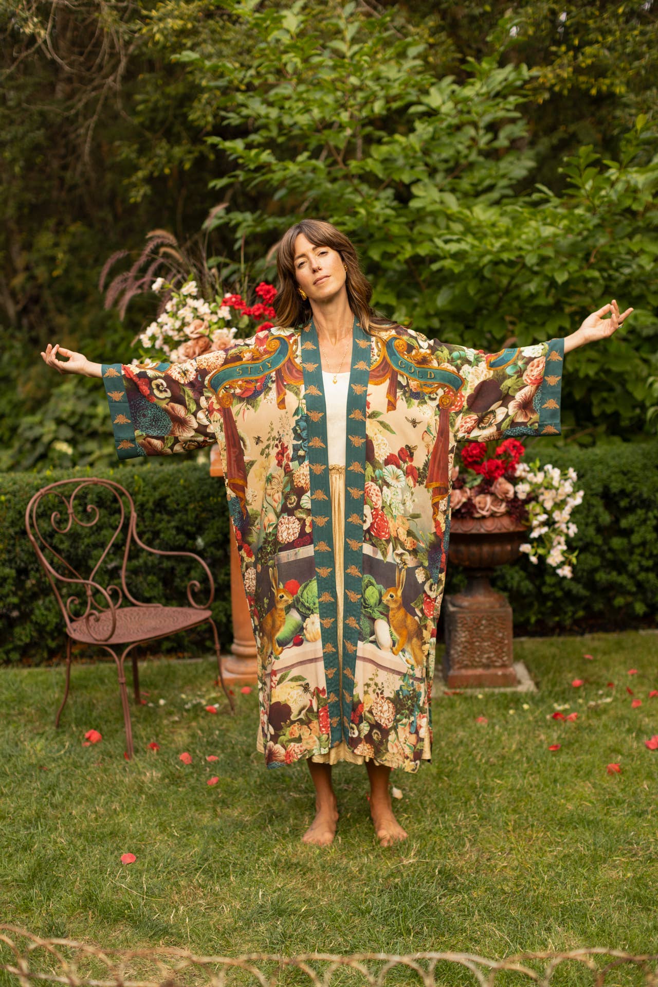 Market of Stars (Worldwide) - Wholesale Kimono - Women's - Stay Gold Opera Duster Kimono Robe w/ Rabbit & Bees11