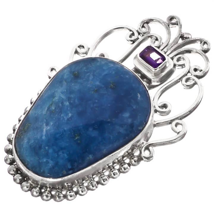 Ciondolo in argento 925 con lapislazzuli audace, ametista e filigrana, 6,8 cm. per la vendita all'ingrosso da parte di FifiRose