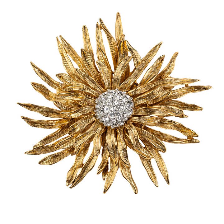 Antique Gold Flower Pin for wholesale by Kenneth Jay Lane
