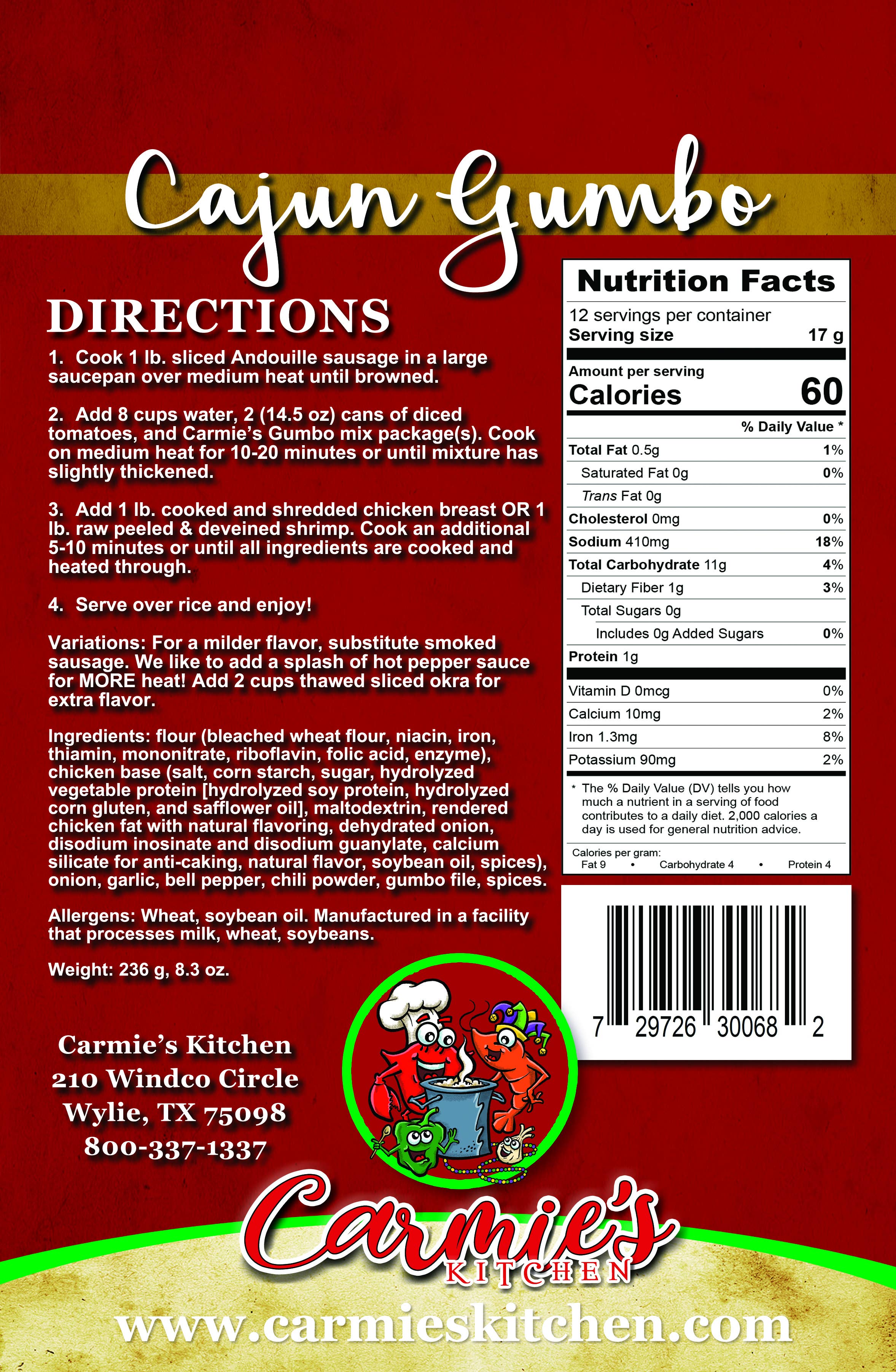 Carmie's Kitchen - Wholesale Soup - Cajun Gumbo Soup Mix2