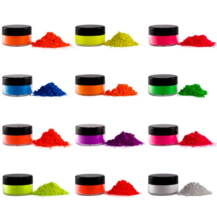 Rolio Fluorescent Powder - 12 Colors Set for wholesale by Rolio Pigments