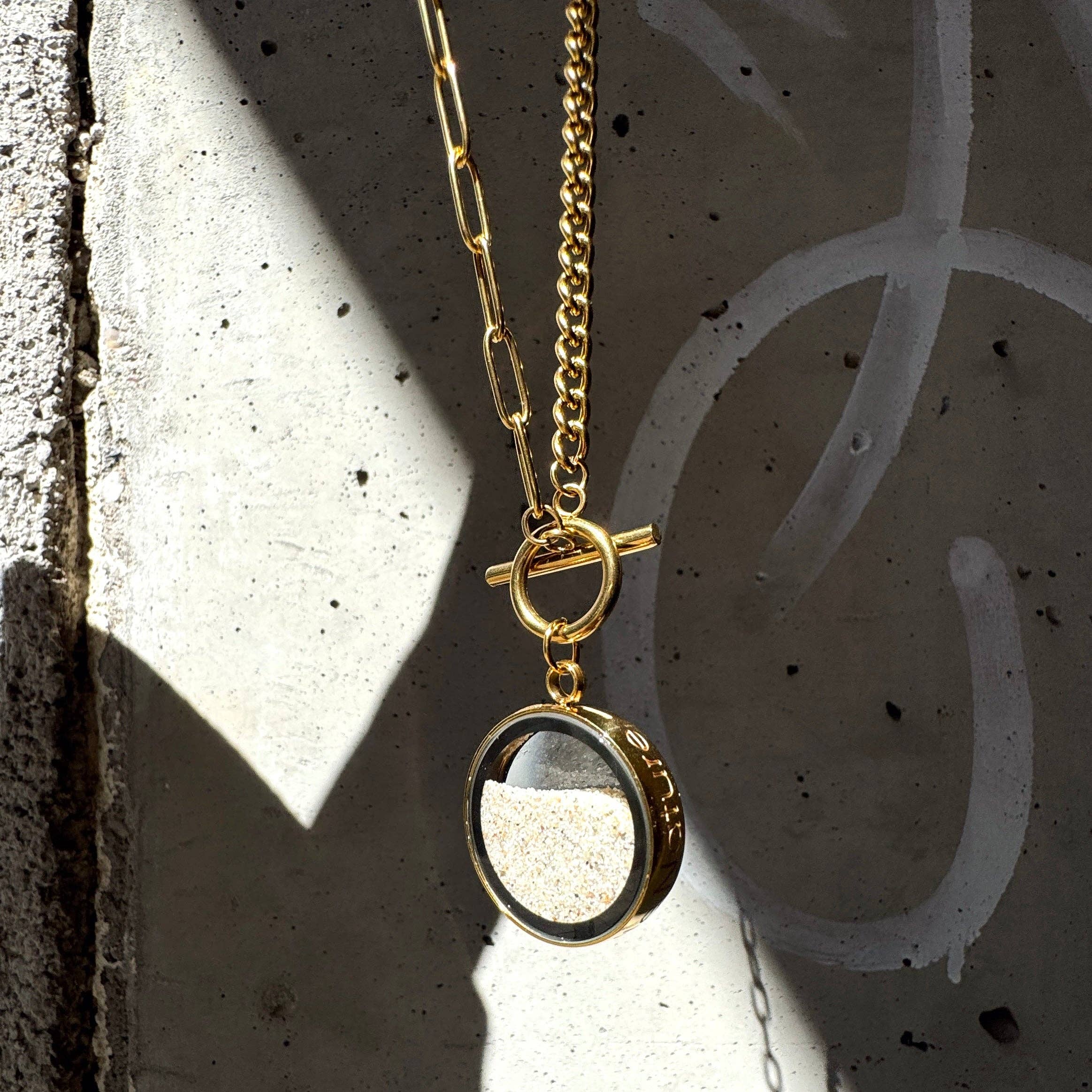 My Little Nature – Colar pingente/pendente por atacado – Colar artesanal folheado a ouro com areia natural da praia e fecho toggle9