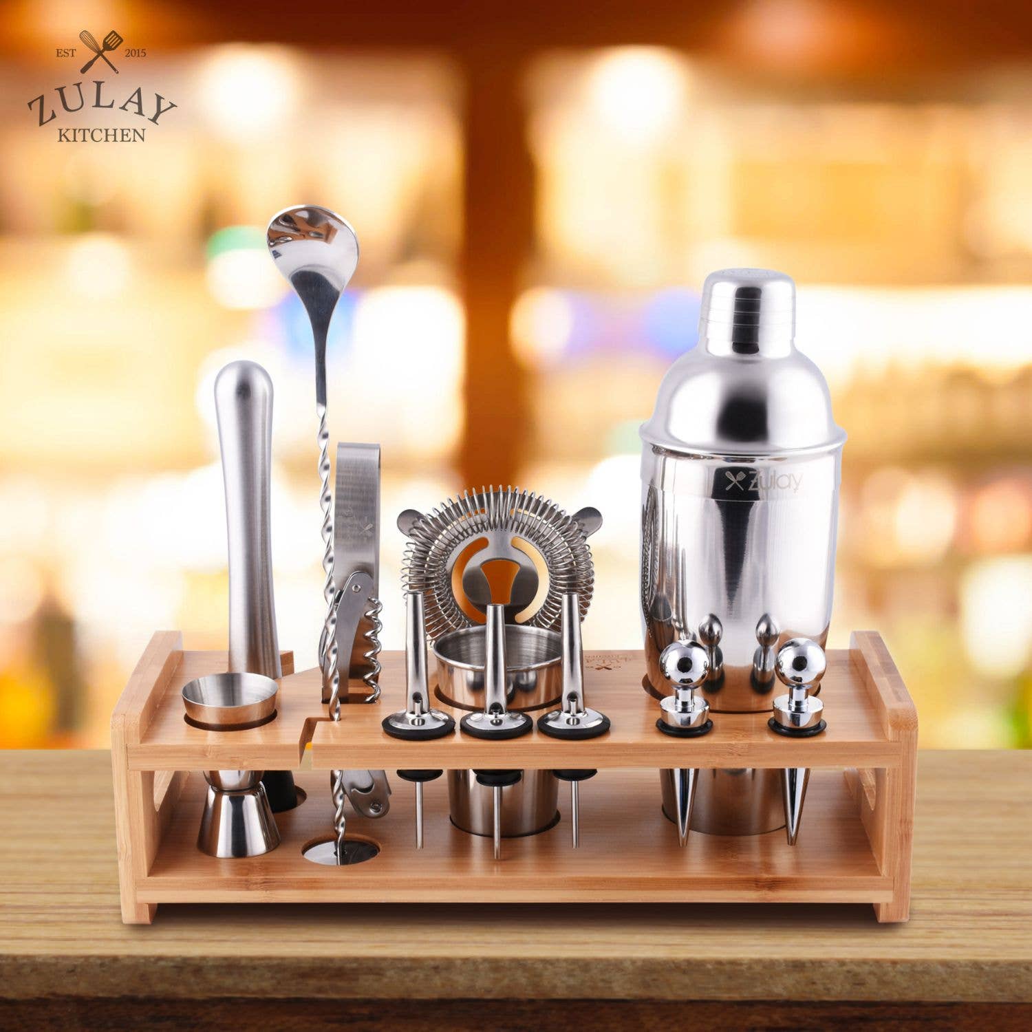 Zulay Kitchen - Vente Ustensiles de bar - Set de bartender 24 pièces – Shaker à cocktail et kit d’outils de bar0