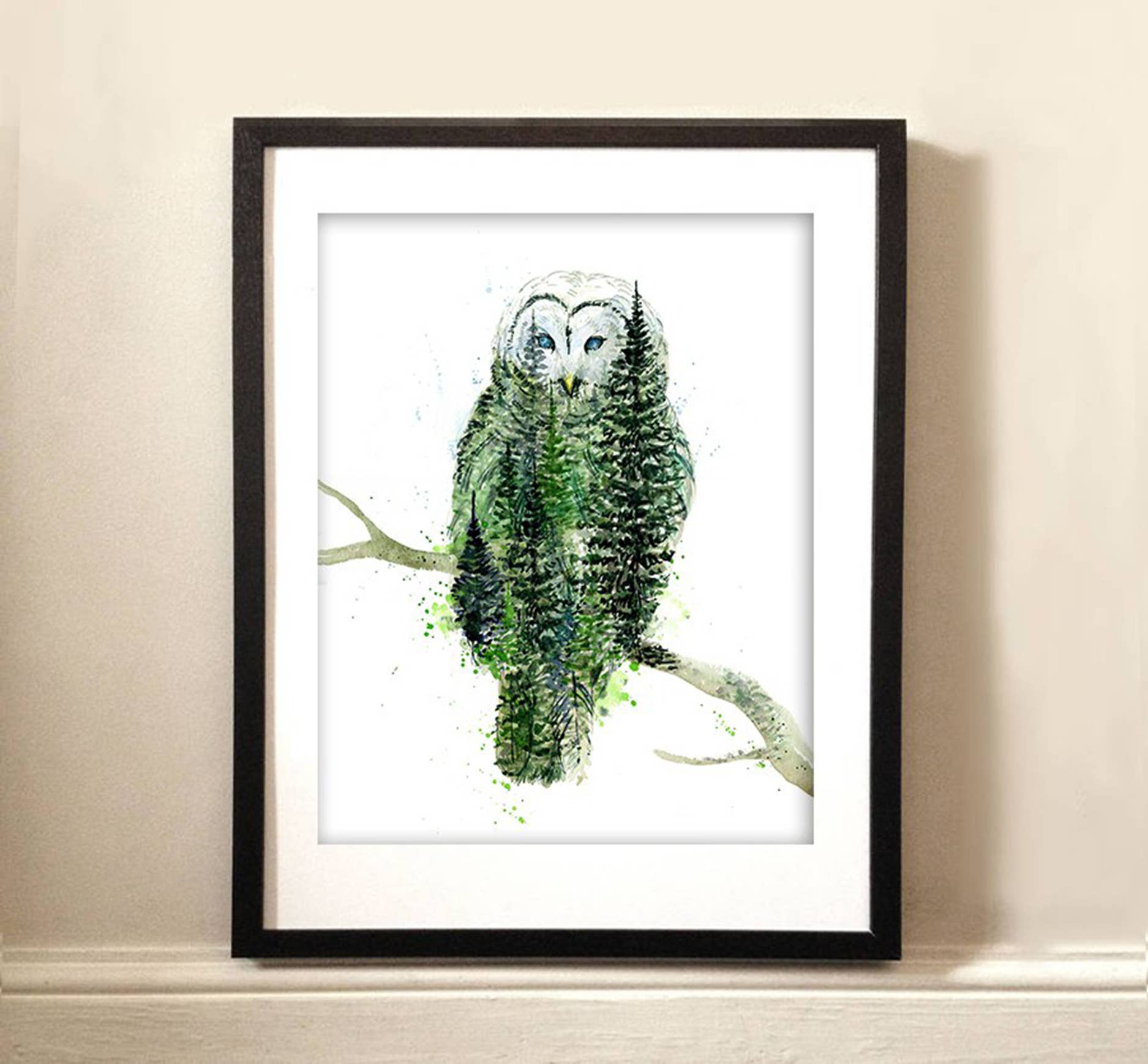 Elena Markelova Arts - Wholesale Art Print - Athena Barred Owl Watercolor Art Print1