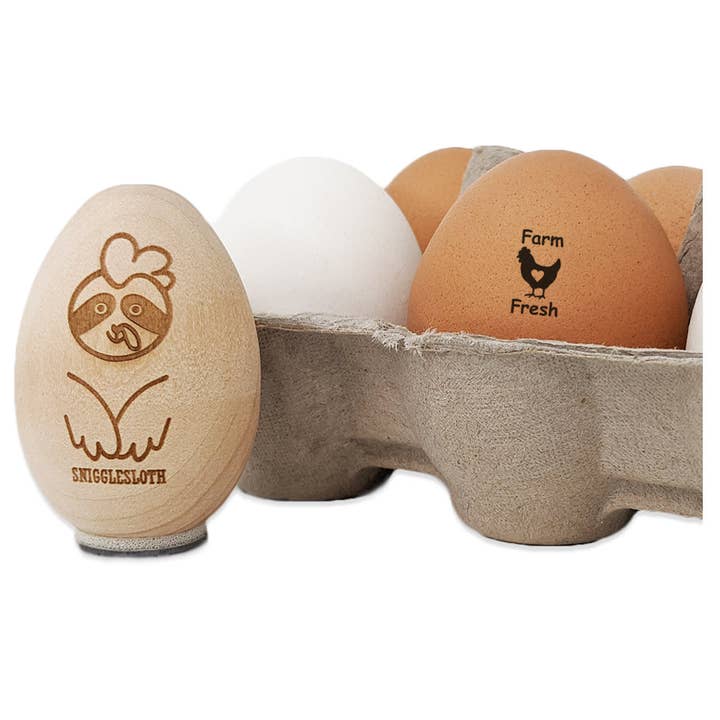 Farm Fresh Chicken with Heart Chicken Egg Rubber Stamp for wholesale by Sniggle Sloth