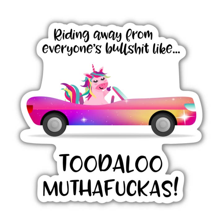 Riding Away From Everyone's Bullshit Sticker for wholesale by Sunshine & Lemons Co.