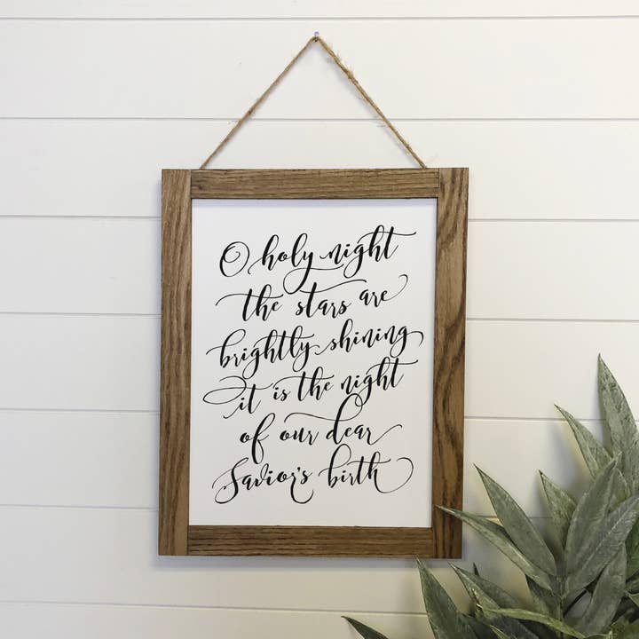 Hangout Home - Wholesale Sign - O Holy Night Canvas Wood Sign Framed Wall Art Print