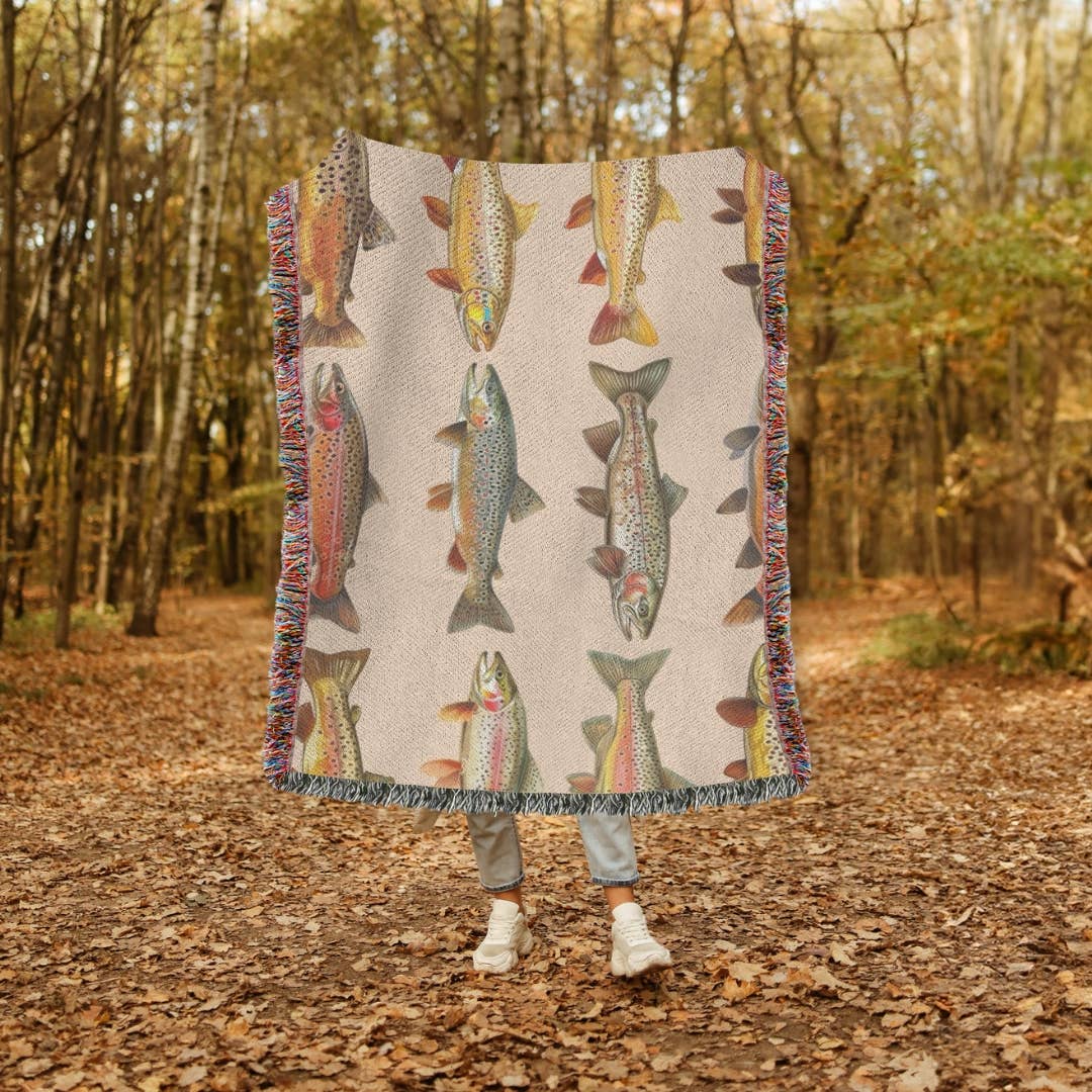 KreationswithKLG - Wholesale Throw Blanket - Lake House Woven Blanket, Rainbow Trout, Great Lakes2