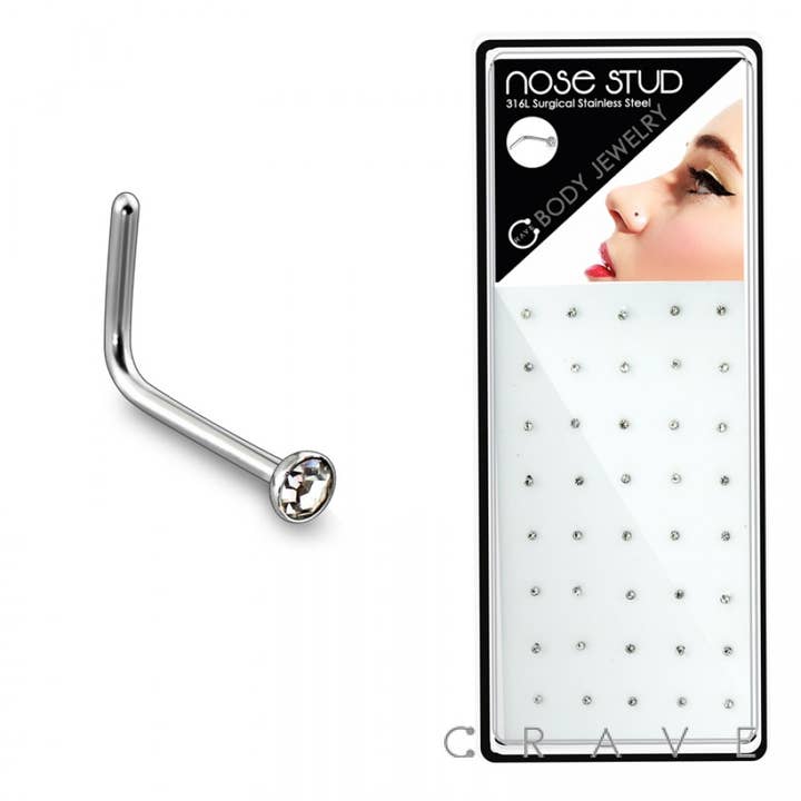 40PCS OF 22GA,20GA,18GA 316L SURGICAL STEEL 1.5MM CLEAR GEM for wholesale by CRAVE