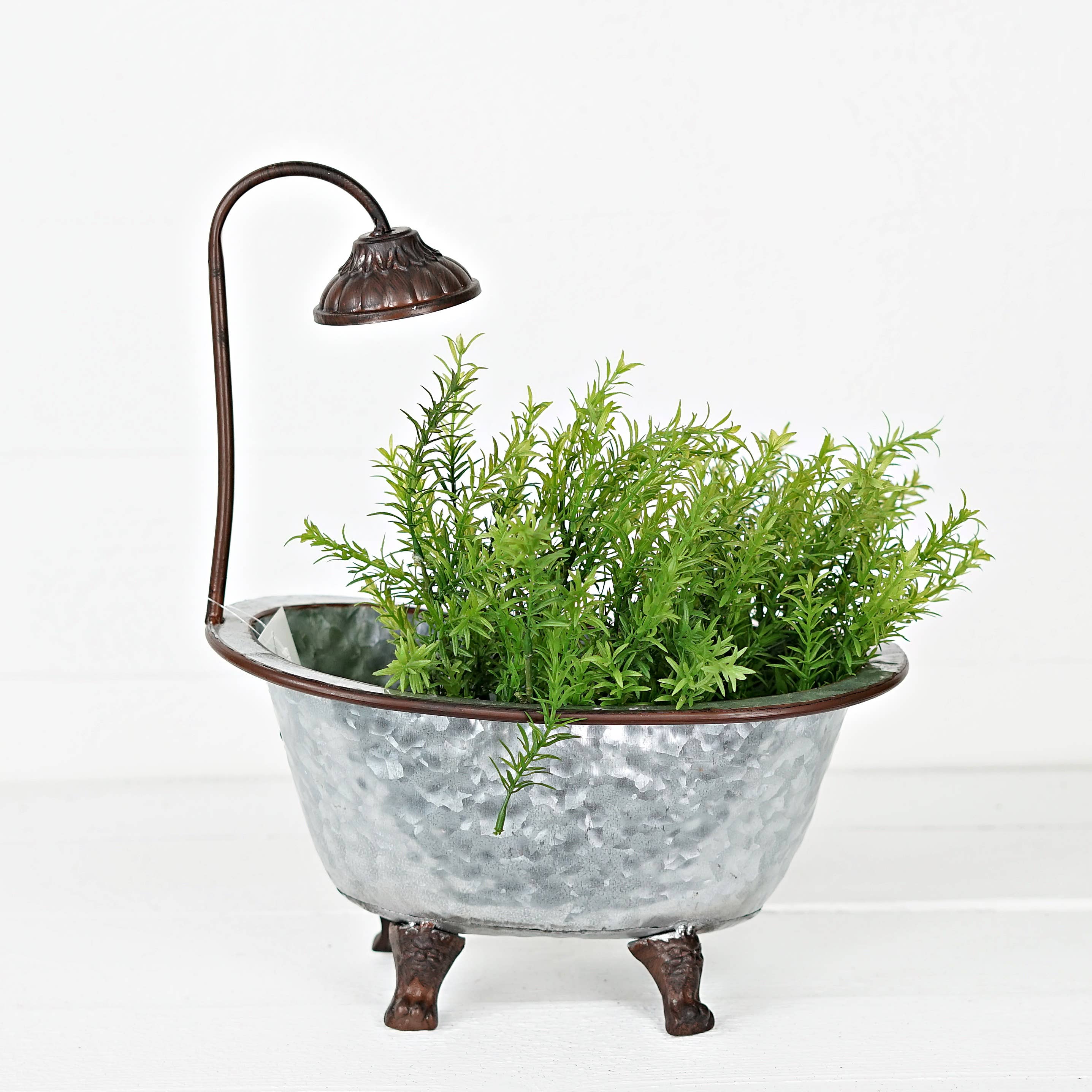 Impressive Enterprises, Inc. - Wholesale Decorative Tabletop Object - M10570- Antique Metal Bathtub Container-17"x 8" x7"3