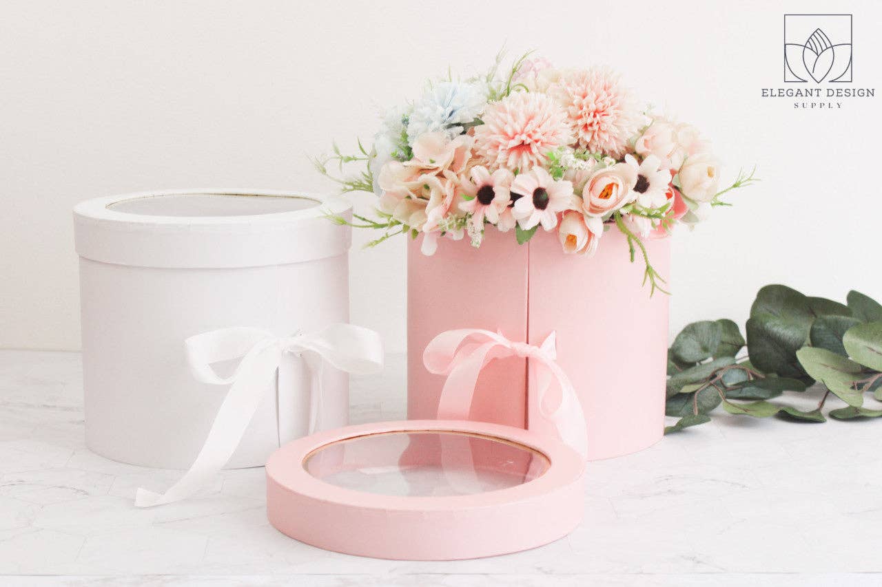 Elegant Design Supply – Caixa de presente por atacado – Floreira Redonda Duas Camadas com Tampa Transparente20