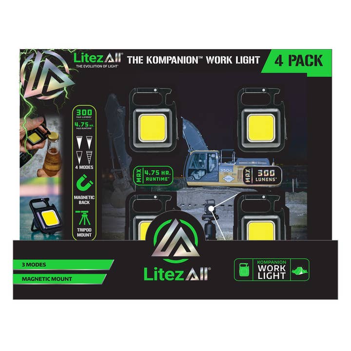 LitezAll Rechargeable 300 Lumen Kompanion 4-Pack Gift Box for wholesale by LitezAll