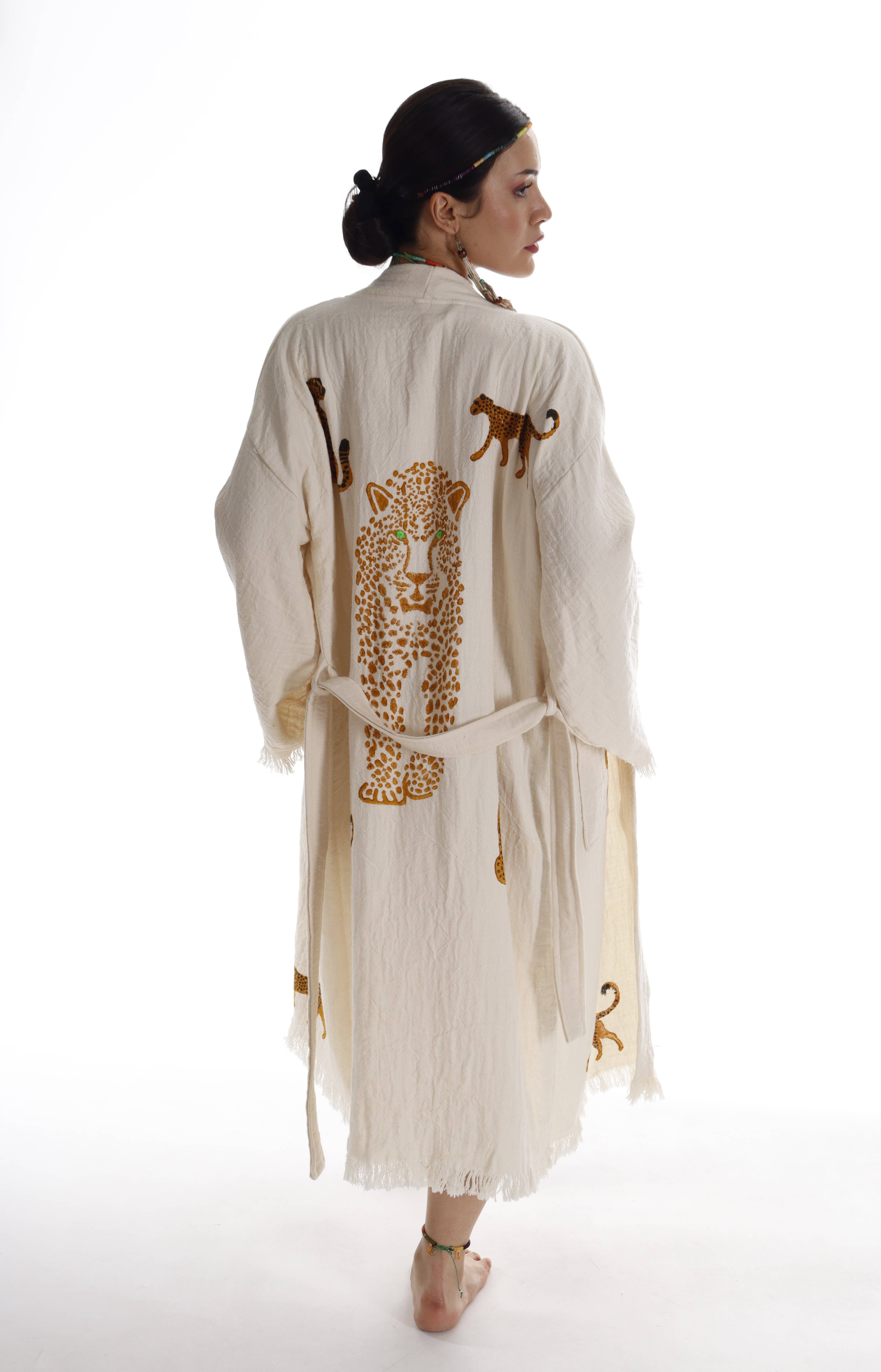 Pure & Chic, LLC - Miyawfashion – Engroshandel Morgenkåbe - Dame – Håndlavet morgenkåbe i økologisk bomuld, strandkimono overtræk3