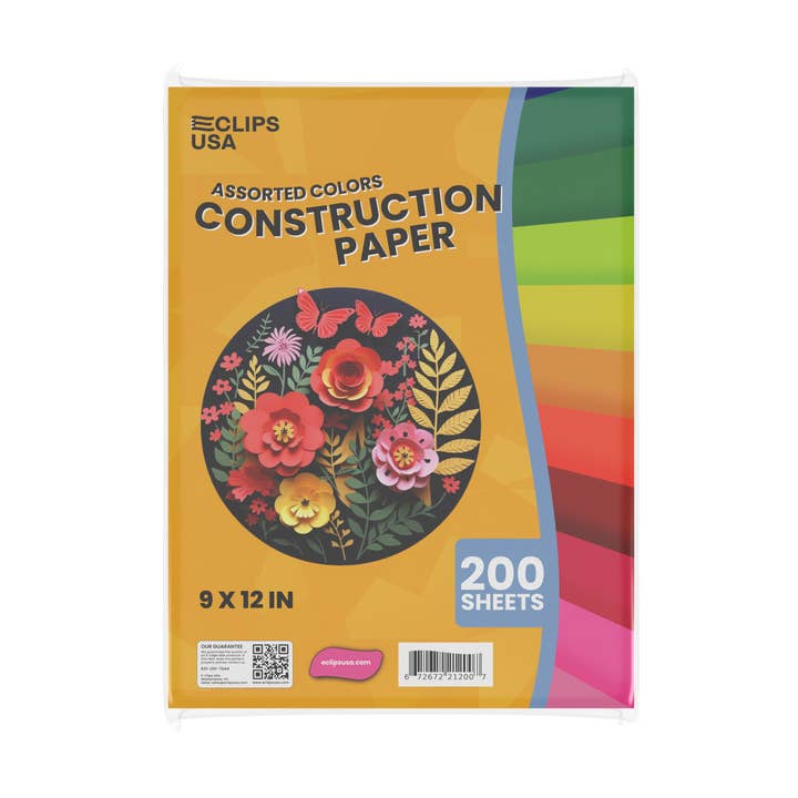 Bastelpapier 9x12 Zoll – 200 Blatt – 12 Sets für den Großhandel von Eclips USA