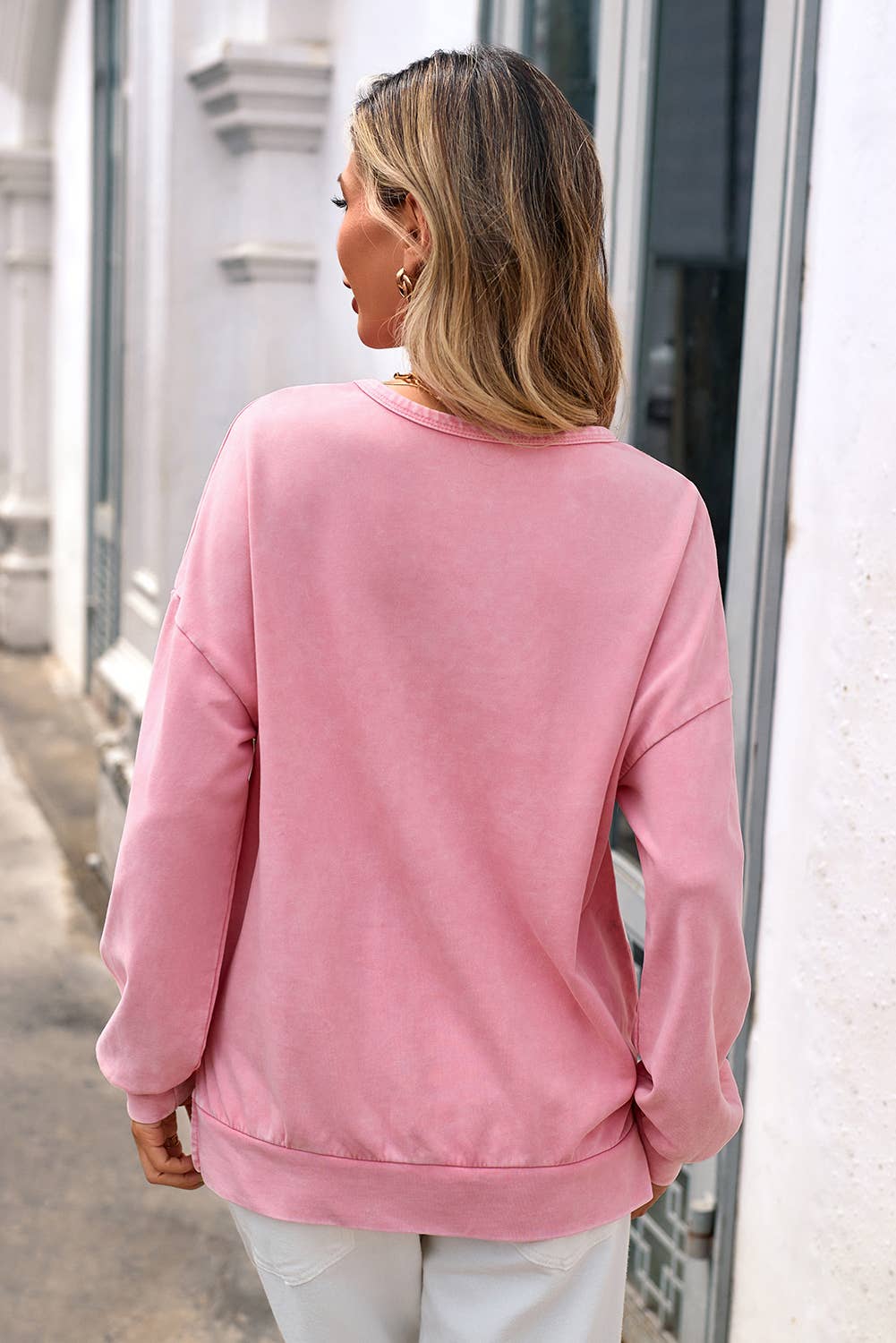 Little Daisy Closet - Wholesale Sweatshirt - Women's -  LDC Mineral Wash Bow Patchwork Pullover Sweatshirt| S-4X1