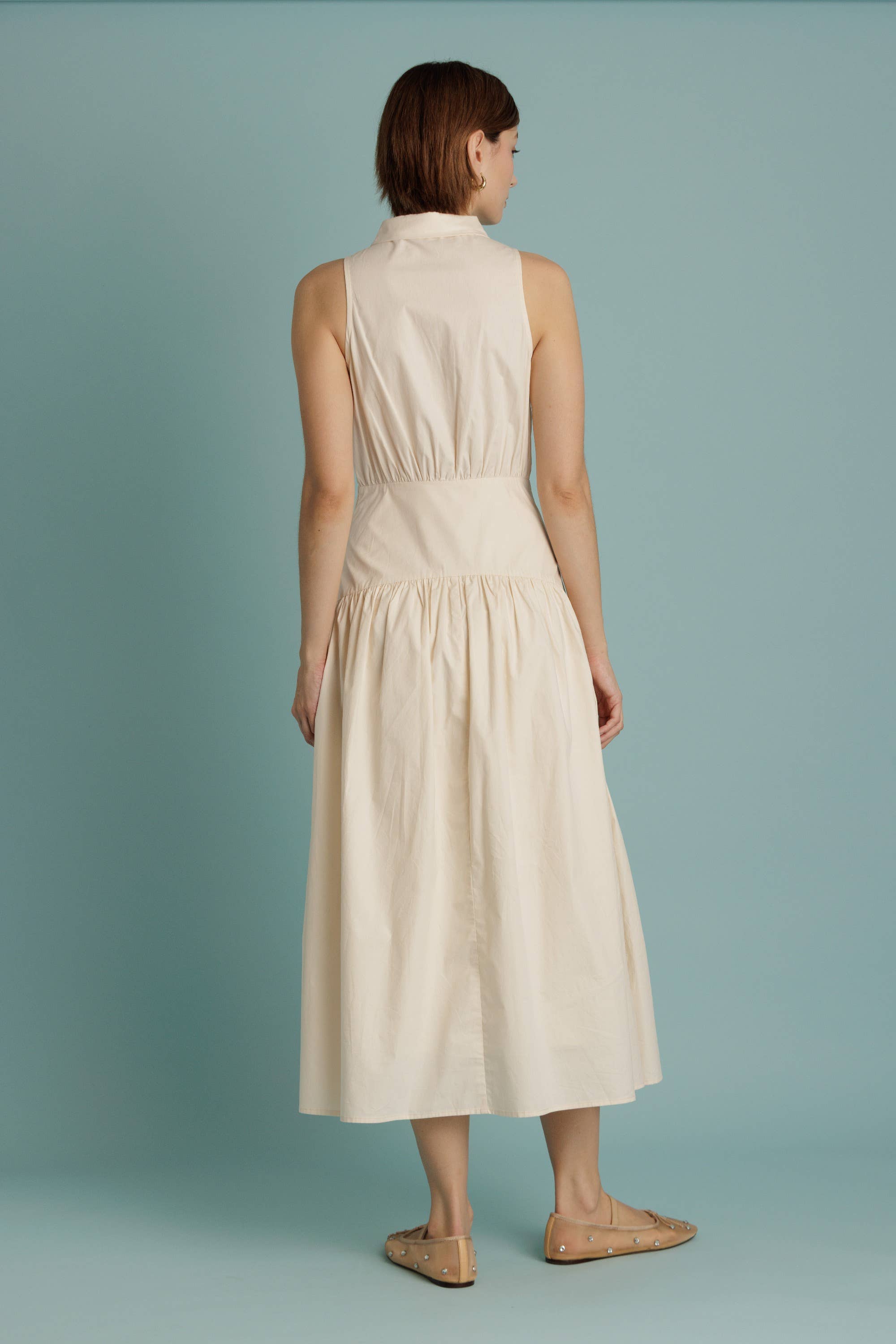 Aureum - Wholesale Dress - Women's - AD2344 - CURVED YOKE MIDI SHIRT DRESS6