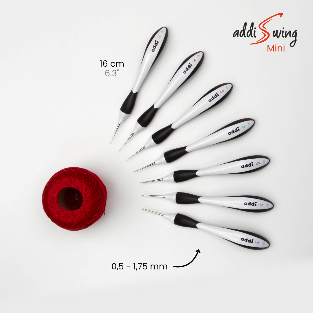 Rooster Yarns – wholesale Knitting/Crochet Supplies – AddiSwing Ergonomic Crochet Hook (140-2/145-2)1