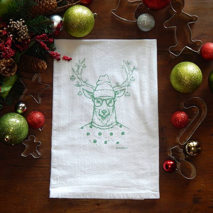 Green Bee Tea Towels - Wholesale Tea Towel - Christmas Reindeer Dish Towel | Tea Towels | Kitchen Towel5