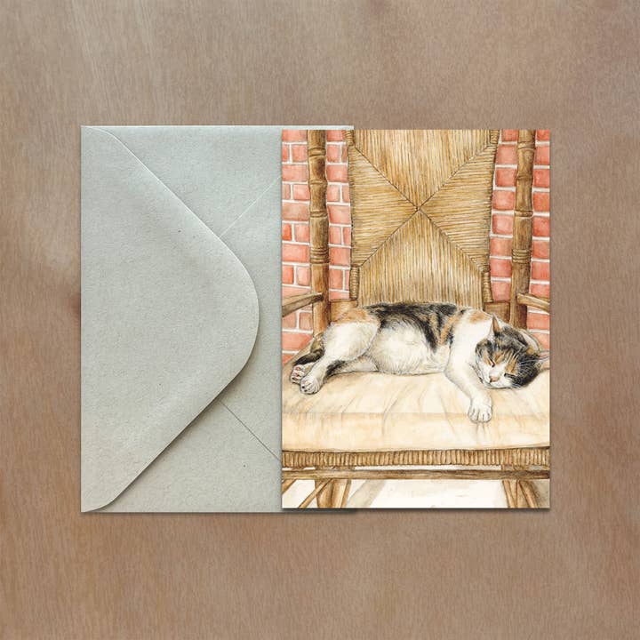 Calico Cat Greeting Card for wholesale by Rachael Bee Artwork
