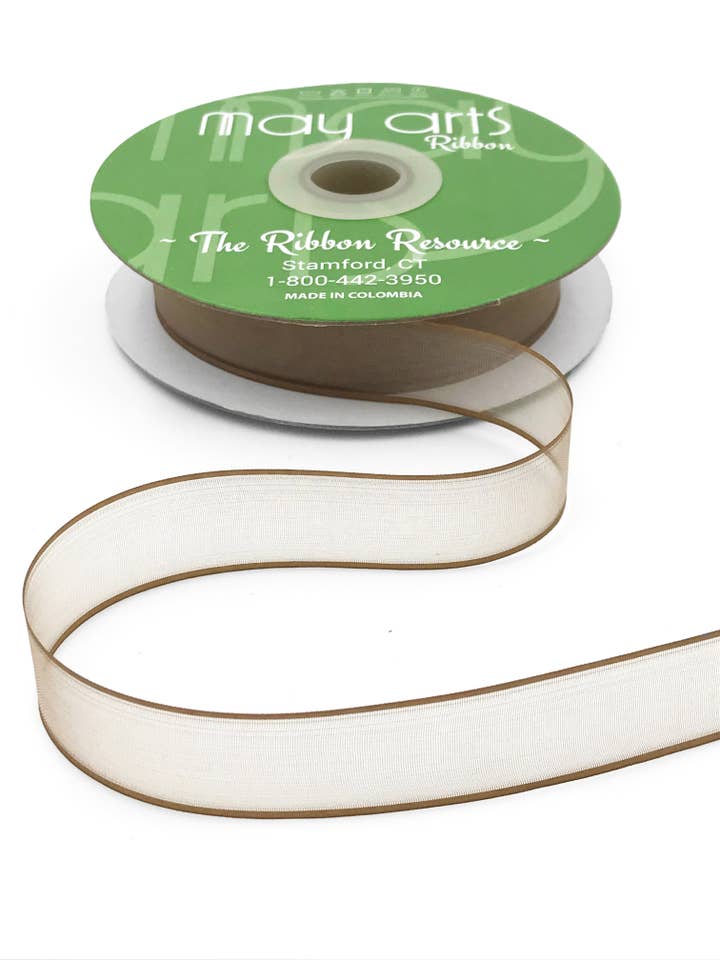 ~3/4" Taupe Mjuk Skir Organza Band med Kant för wholesale av May Arts Ribbon