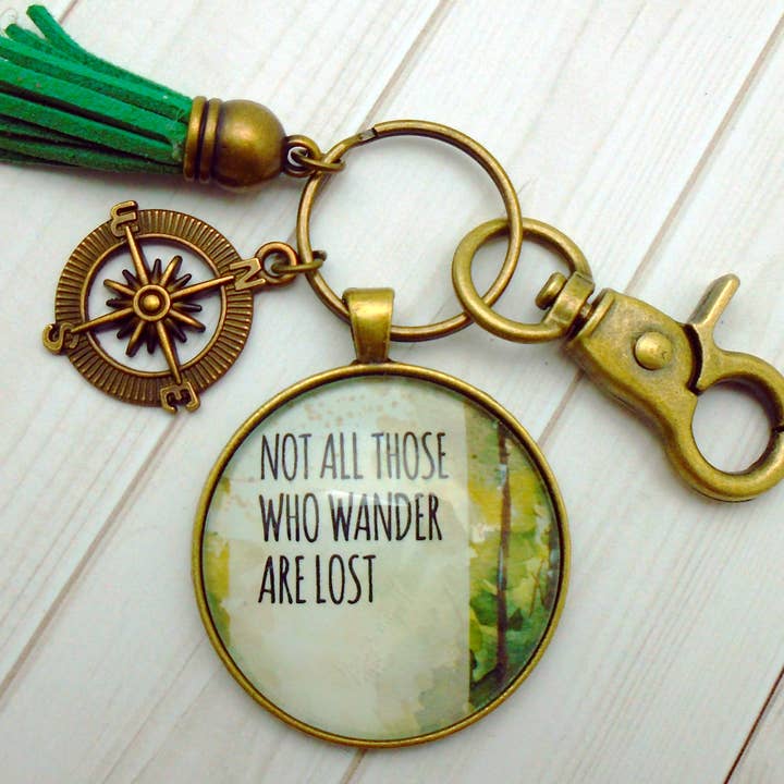 Not All Those Who Wander Are Lost Bronze Keychain for wholesale by Urban Charm