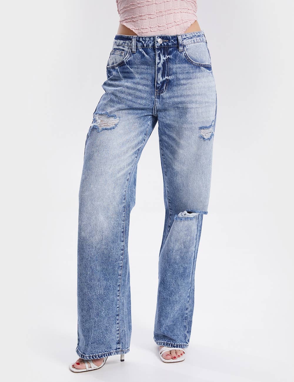 Sweetkama - Vente Jean – femme - Pantalon en jean à jambe droite à taille haute pour tous les jours | Jeans SKP67339