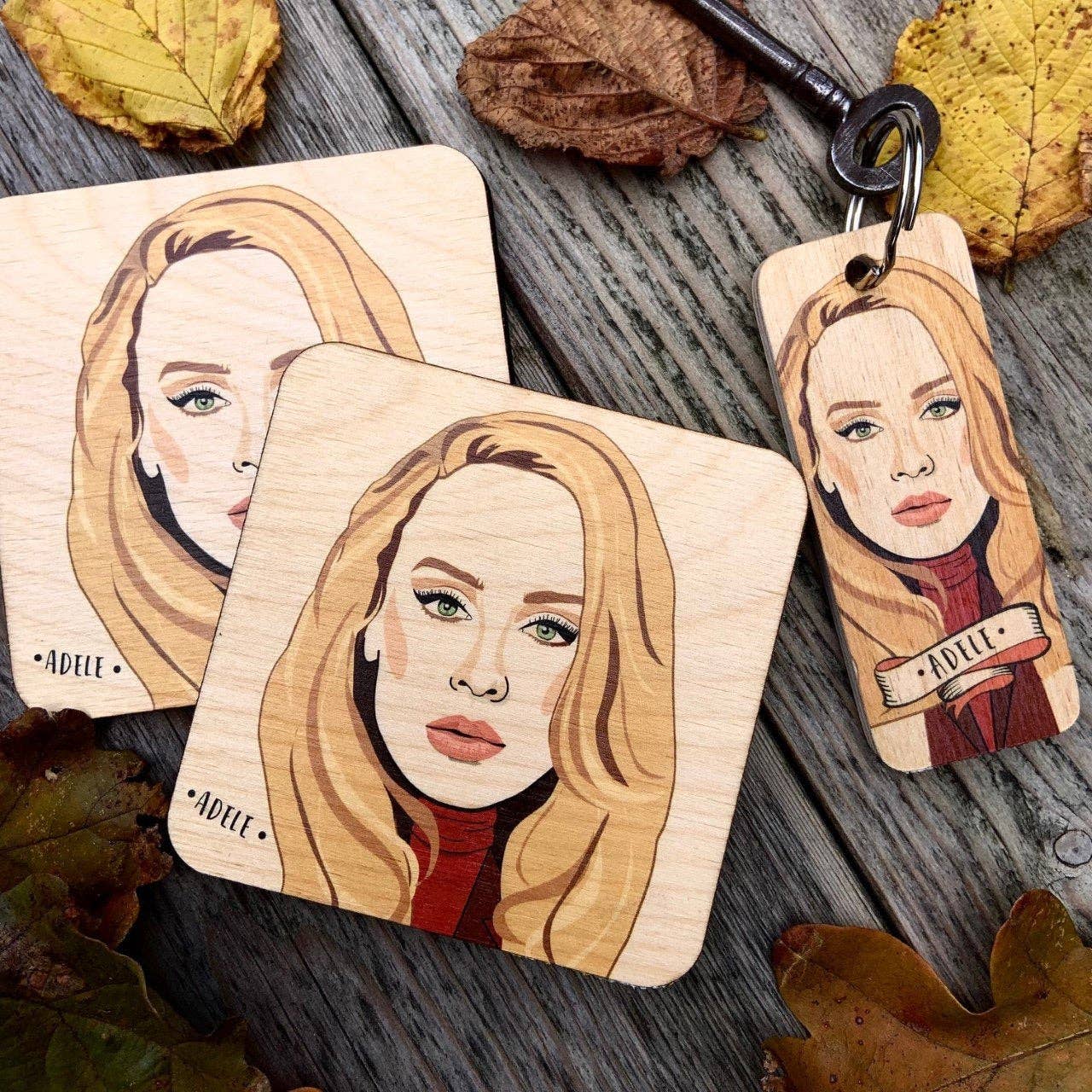 Wotmalike – wholesale Coasters – Adele Character Wooden Coaster - RWC1 (Six Pack)2