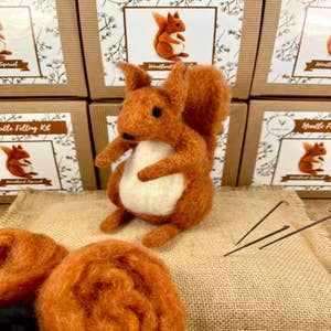 Kit Squirrel Needle Felting Kit for 2 Squirrels Felting Needles Included  Wool Kit DIY Felting Kit Fiber Art Felt Animal Kit 