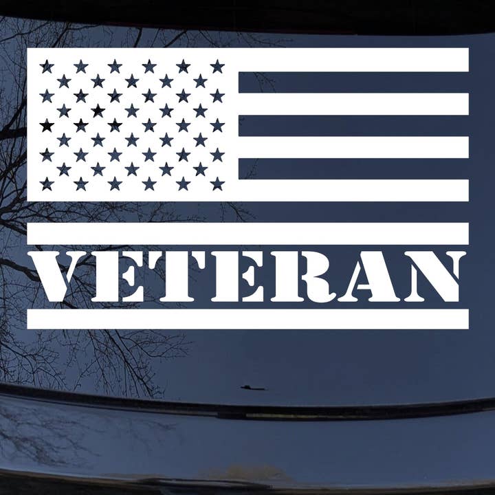 US American Flag Car Truck Window Decal Military Veteran for wholesale by Rad Dezigns