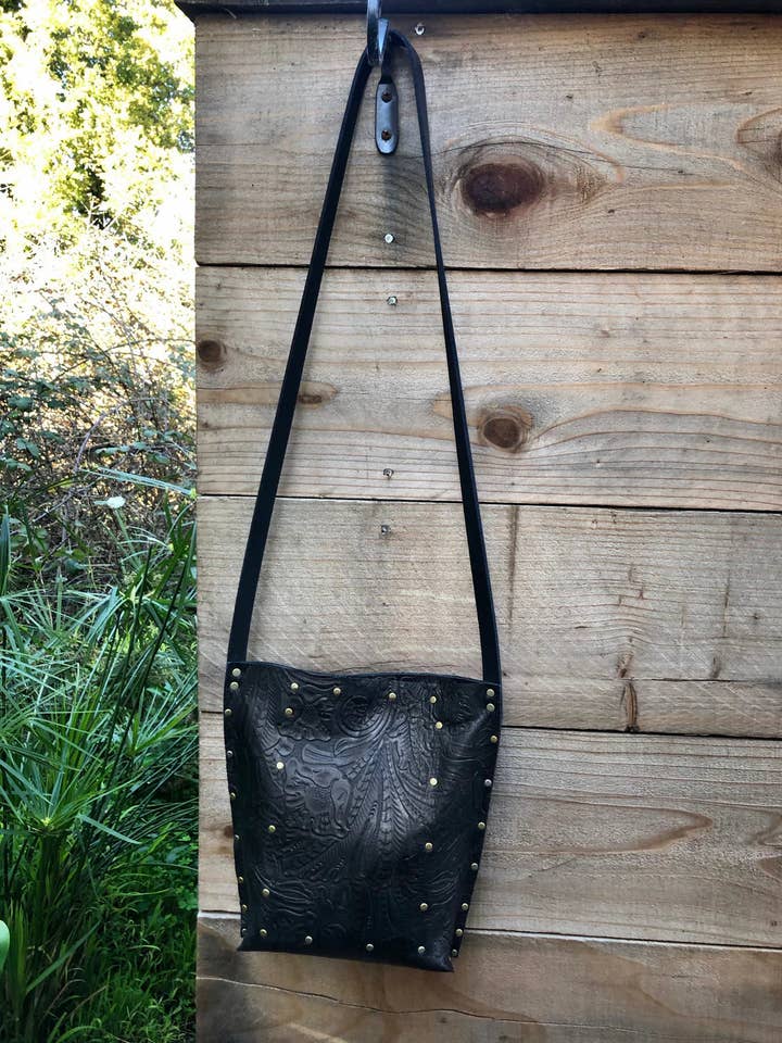 Black Embossed Urban Crossbody, Medium for wholesale by Jumping-Jax