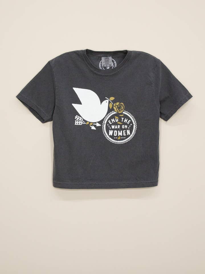 End the War on Women Crop Tee for wholesale by Kin Ship Goods