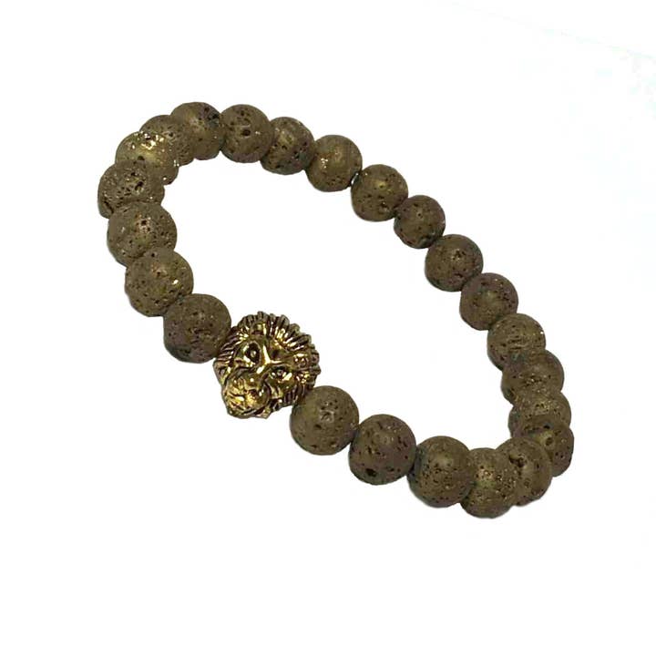 Lion Head Brass - Golden Lava Stone for wholesale by Low Tide Island Design