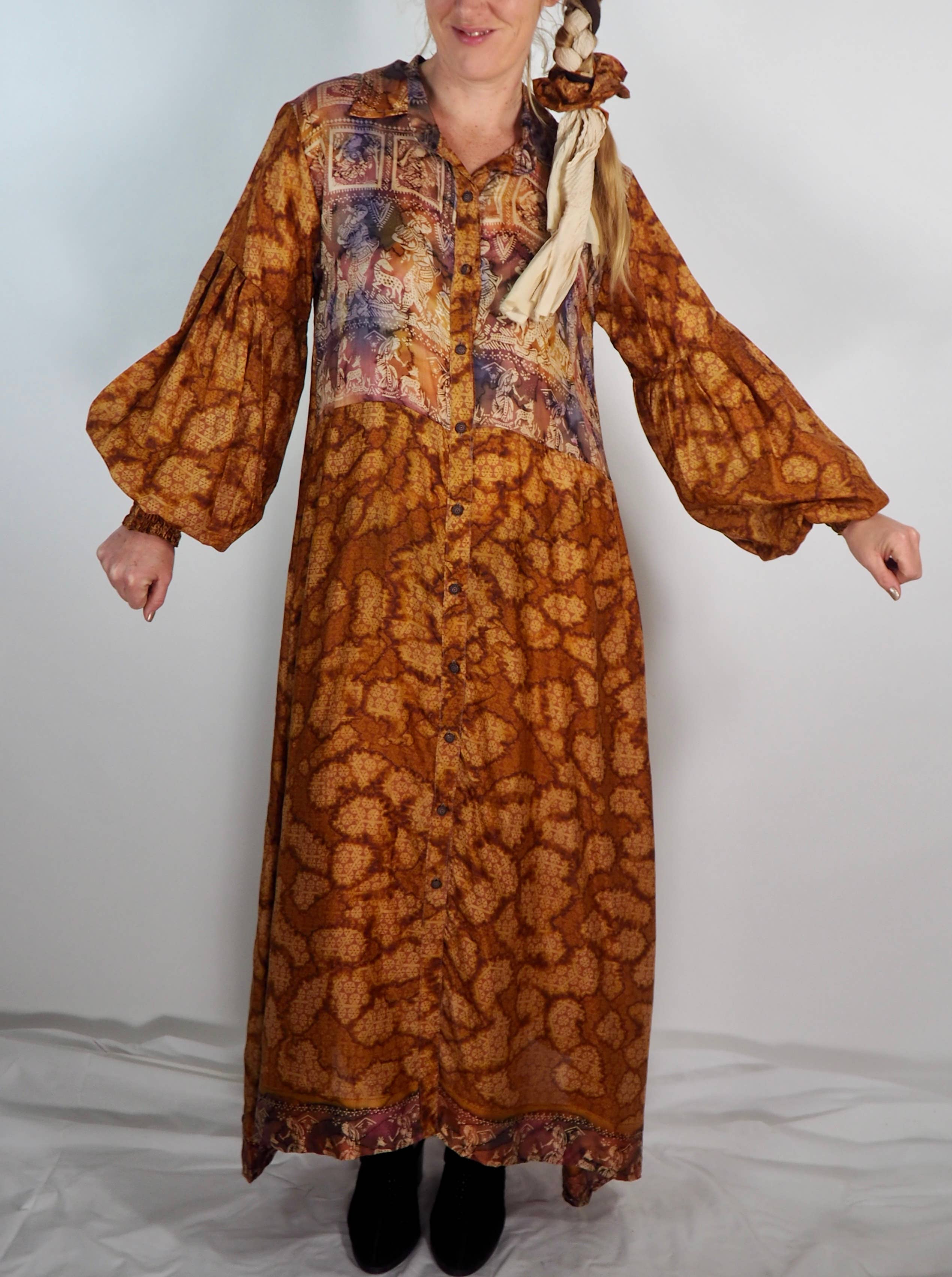 Vagabond Ibiza - Wholesale Dress - Women's - The Lenya Dress– Up-cycled Vintage Sari Dress 46