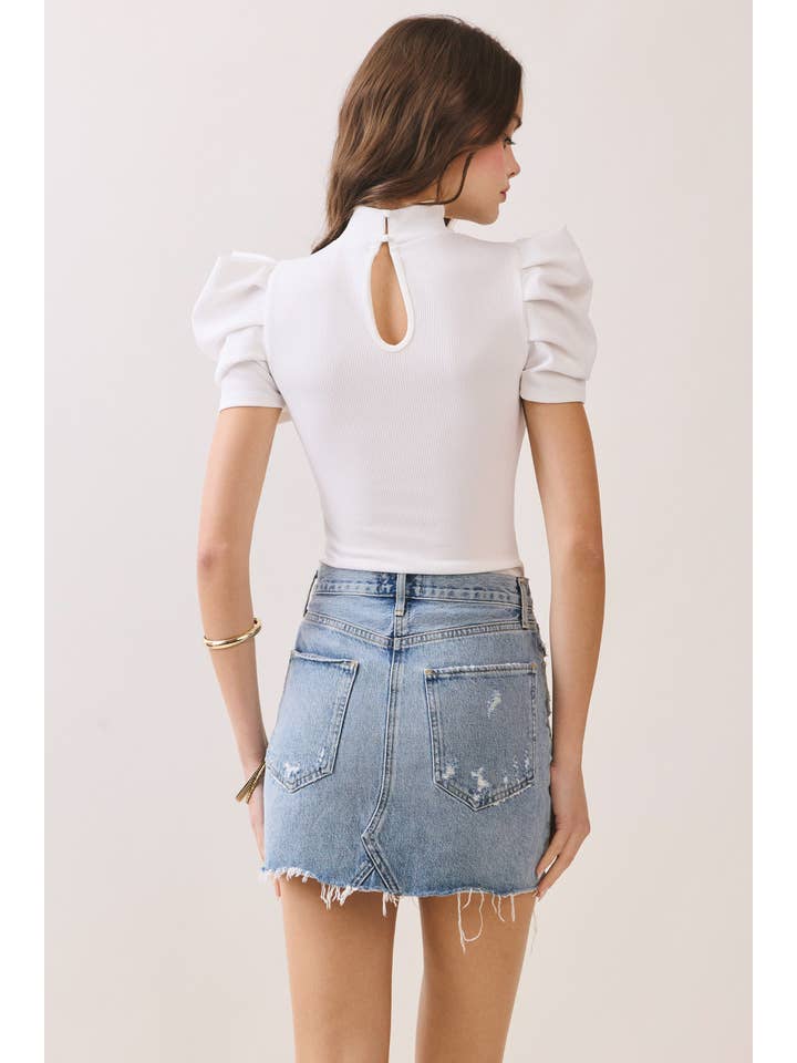 TCEC - Vente Body – femme - CT6595-Body à manches courtes bouffantes en maille extensible4