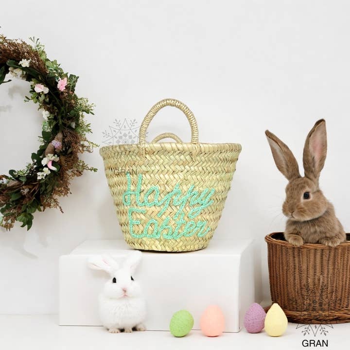Gran Wholesale - Wholesale Basket - Happy easter basket, Easter Gift Bag, Monogram Easter Straw5