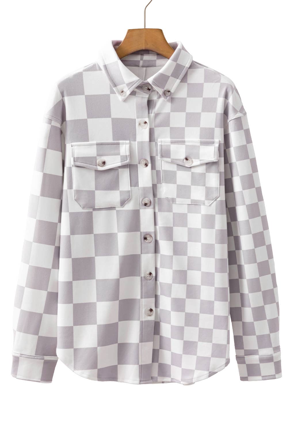 Aapparella - Wholesale Shirt Jacket/Shacket - Women's - Checkerboard Flap Pocket Button Front Shacket | S-XL1