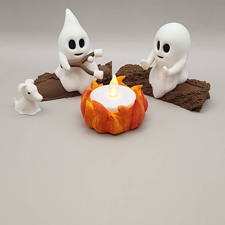 Ghost Camp Fire, Fireside Ghosts with Ghost Dog, Ghost light for wholesale by Crafty Wood Studios